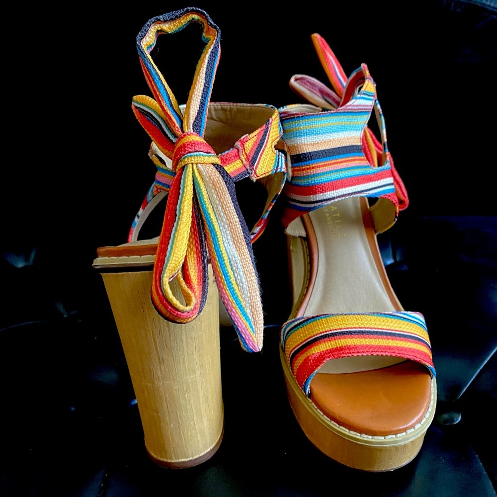 Beautiful Colorful High Heel Platform Sandals…Like new!!!
